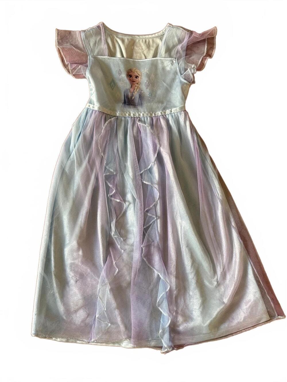 Disney Frozen Elsa Fantasy Nightgown Dress Girls 4T Blue Purple Princess Tulle